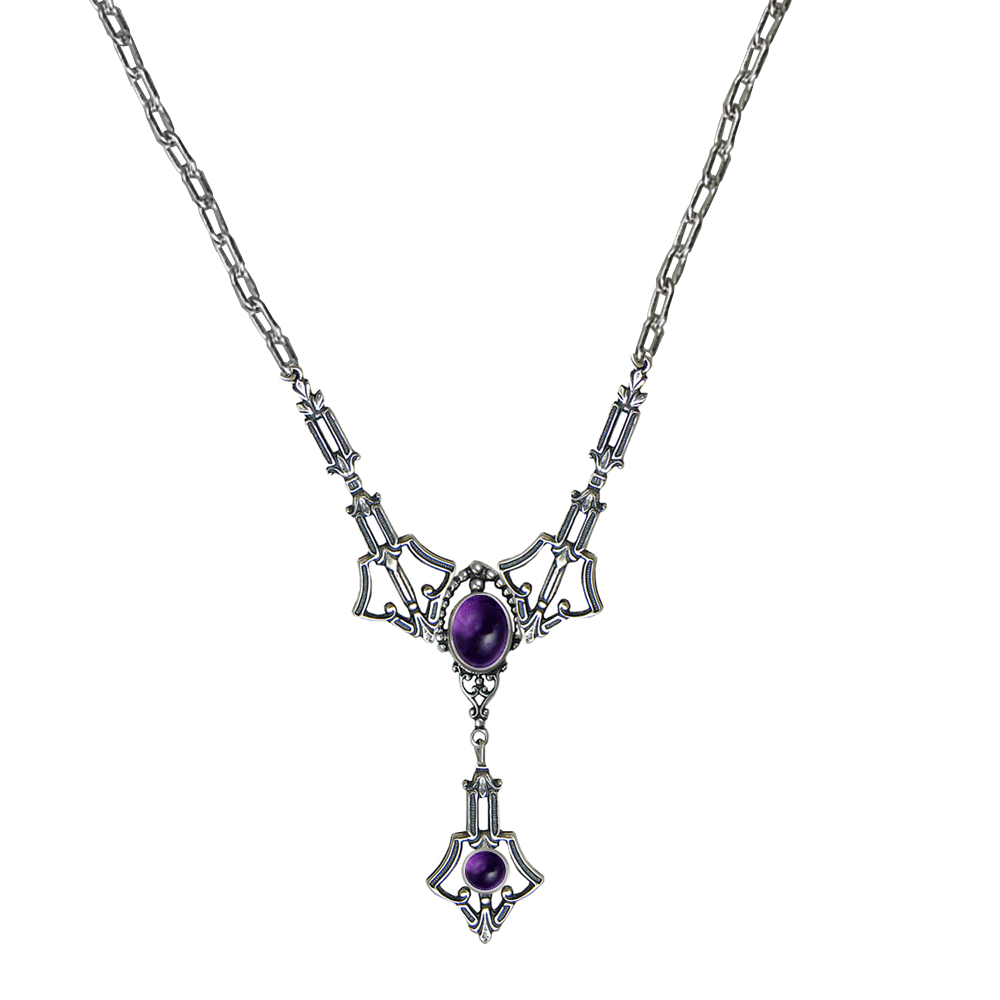 Sterling Silver Victorian Inspired Necklace With Amethyst